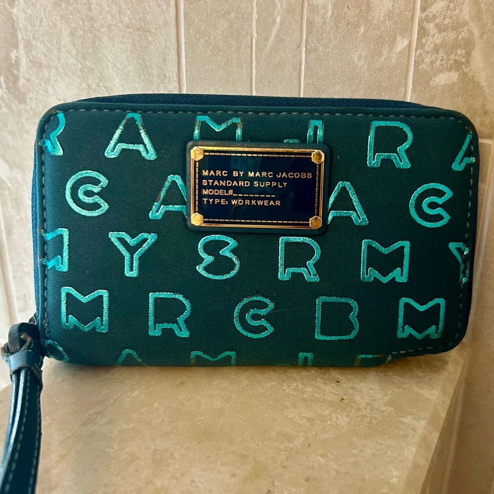 Marc by Marc Jacobs Blue Wristlet with Logo Pattern